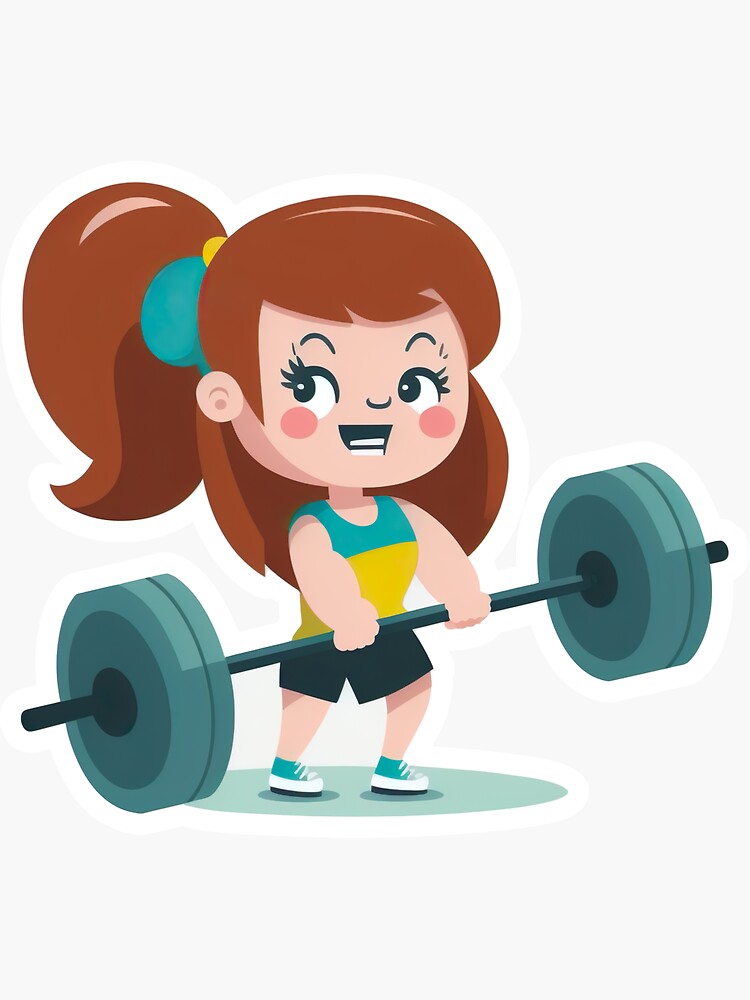 "Girl Power Lifter, DamselForce WeightBearing Sketch" Sticker for