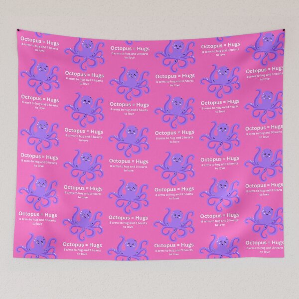 Item preview, Octopus = Hugs - pink 8 arms to hug and 3 hearts to love designed and sold by ChanelleFyve.