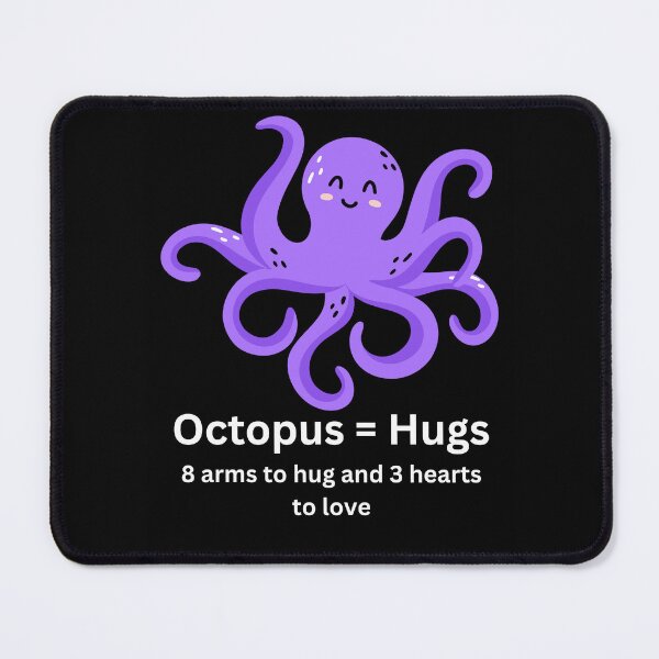 Item preview,  Octopus = Hugs - BLACK 8 arms to hug and 3 hearts to love designed and sold by ChanelleFyve.
