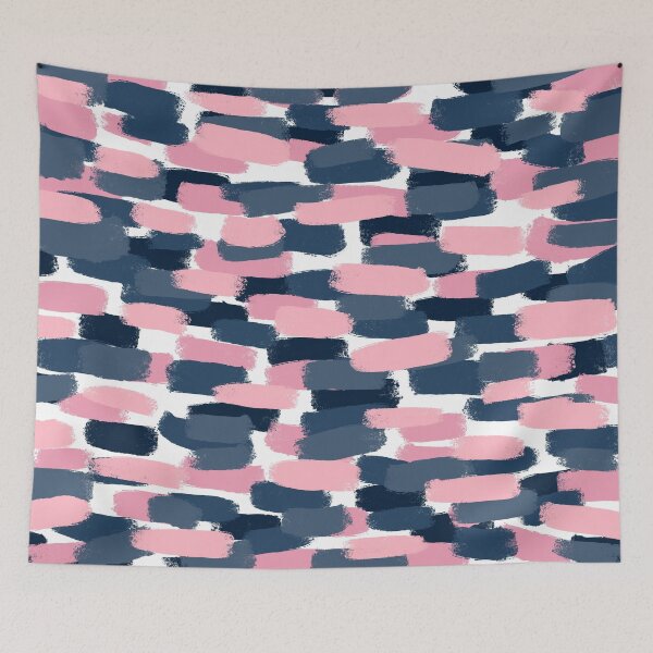 Item preview, Abstract, Navy Blue and Blush Pink Paint Brush Effect designed and sold by OneThreeSix.