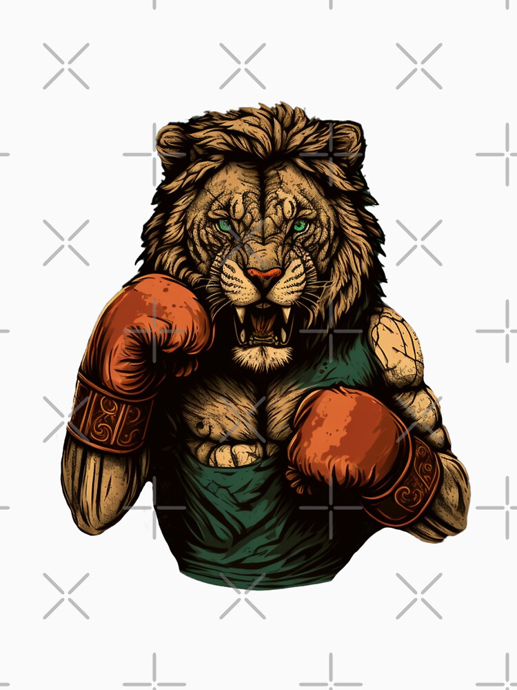 Womens MMA Lion Fighter Style Ring Top Streetwear V-Neck T-Shirt