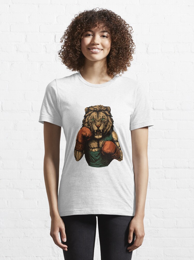 Womens MMA Lion Fighter Style Ring Top Streetwear V-Neck T-Shirt