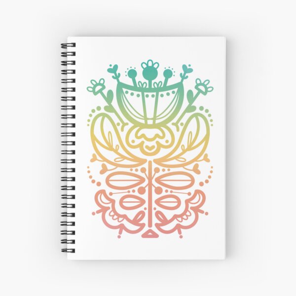 Tulip Flower Ornamental Decorative Rainbow Symmetrical Line Art Spiral Notebook