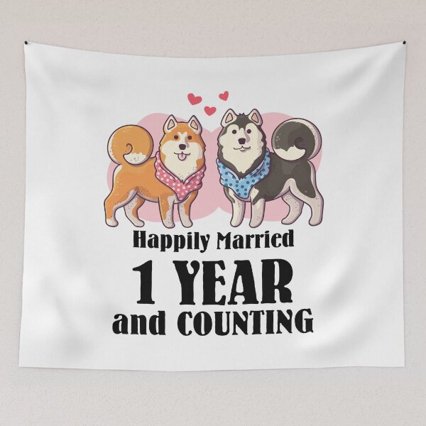 Item preview, 1st Wedding Anniversary Happily Married 1 Year Ago designed and sold by CuteTrendyFinds.