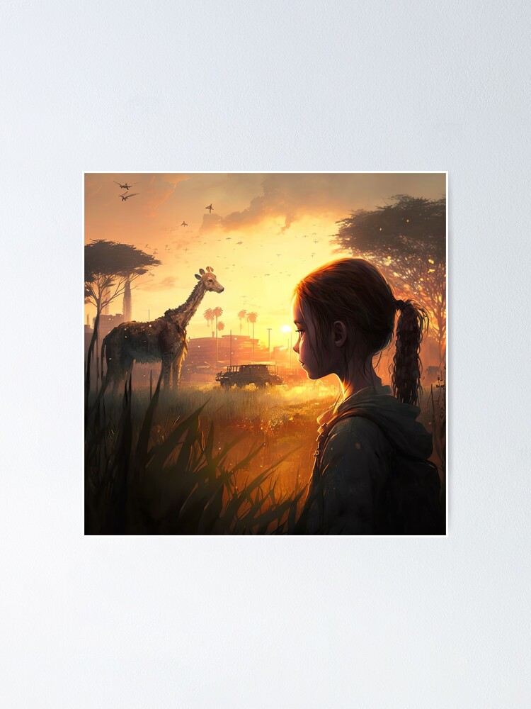 Joel and Ellie Looking at the Giraffes Poster for Sale by