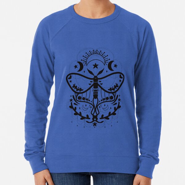 Luna Moth Ornamental Decorative Symmetrical Line Art Lightweight Sweatshirt