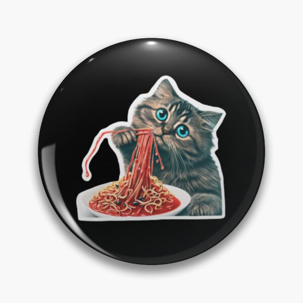 Aperçu de l'œuvre Chat mignon mangeant des nouilles spaghetti autocollant, aimant, saint valentin, chemise Sticker créée et vendue par YouSsefHN05.