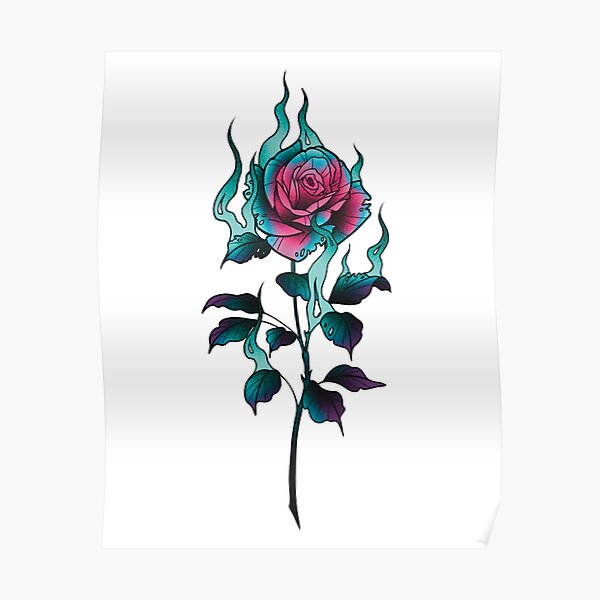 Tattoo burning heart in fetters of love with rose Vector Image