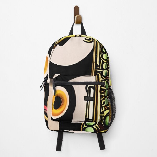 Item preview, A Saxophone In The Foreground With What Looks Like A Pair Of Owl’s Eyes In The Background. designed and sold by MusicalArtisty.