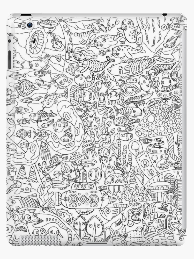 Coque et skin adhésive iPad avec l'œuvre « Coloriage anti-stress: poisson »  de l'artiste Yuna26