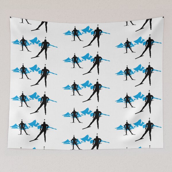 Item preview, biathlon, biathletes and mountains; Cross Country Skiing designed and sold by claudiasartwork.