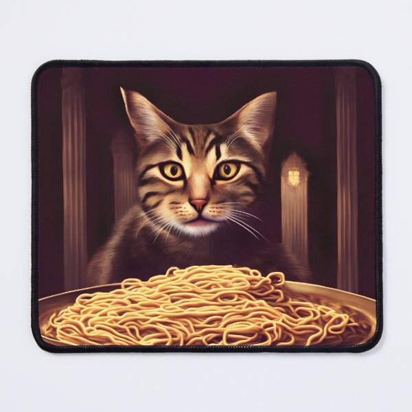 Item preview, The Elegant Dining: Cat Enjoys Spaghetti in a Majestic Setting designed and sold by Valeree Store.