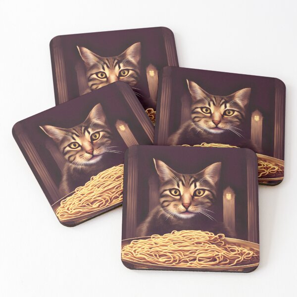 Item preview, The Elegant Dining: Cat Enjoys Spaghetti in a Majestic Setting designed and sold by Valeree Store.