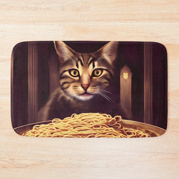 Item preview, The Elegant Dining: Cat Enjoys Spaghetti in a Majestic Setting designed and sold by Valeree Store.