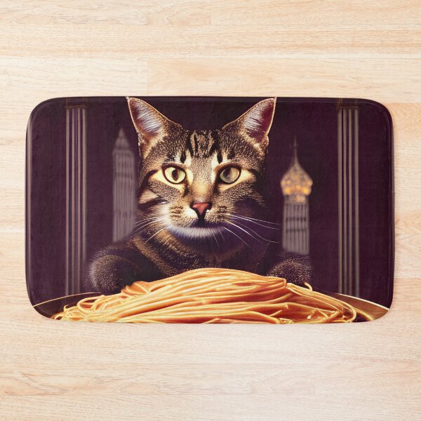 Item preview, A Cat's Crowned Cuisine: Spaghetti in an Impressive Background designed and sold by Valeree Store.