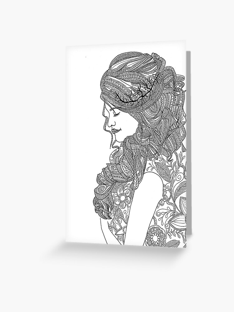 Tarjetas de felicitación «Dibujos para colorear para los adultos: Mujer» de  Yuna26 | Redbubble