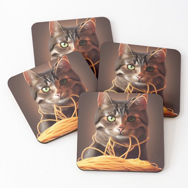 Item preview, The Aristocratic Delight: Cat Indulges in Spaghetti in Grandeur designed and sold by Valeree Store.