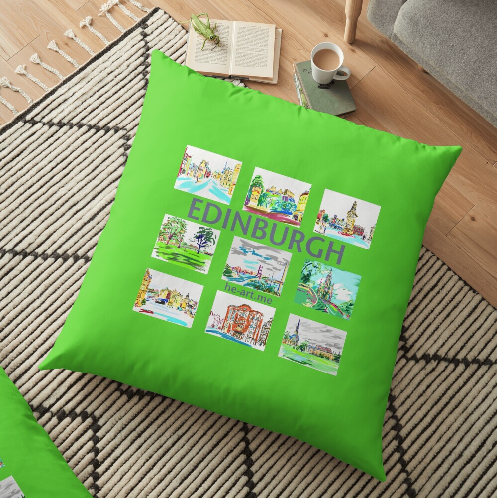 Edinburgh in a panel of 9 at full colour Floor Pillow