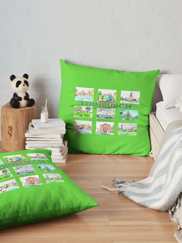 Alternate view of Edinburgh in a panel of 9 at full colour Floor Pillow