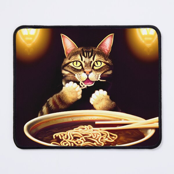 Item preview, The Regal Appetite: Cat Savors Ramen in a Majestic Setting designed and sold by Valeree Store.