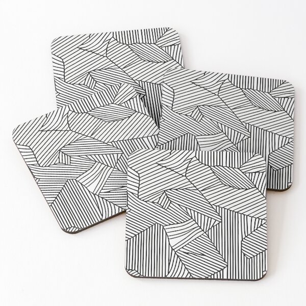 Item preview, Black and white abstract geometric doodle pattern designed and sold by Dise37.