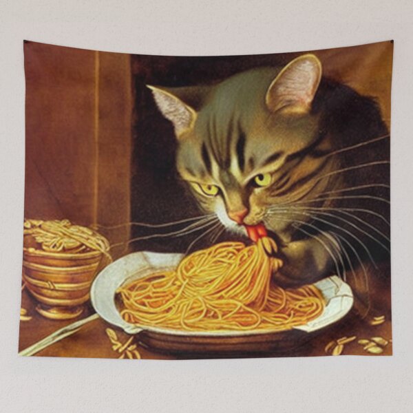 Item preview, Cat Eating Spaghetti: Celebrate the Joy of Eating with this Adorable Cat and Spaghetti Design designed and sold by MoStorish.
