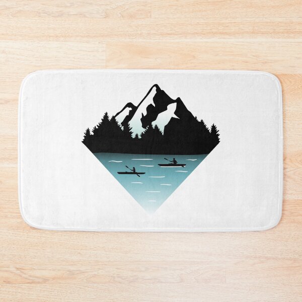 Item preview, Kayaking, kayakers, forest and mountains designed and sold by claudiasartwork.