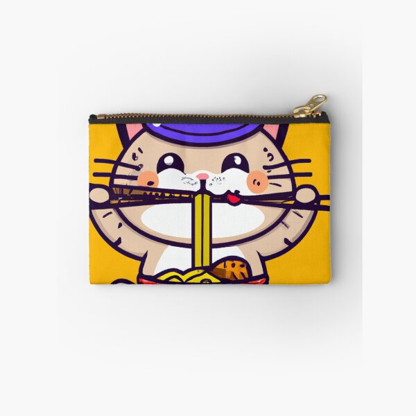 Item preview, Kawaii Cat Eating a Bowl of Ramen Noodles with Chop Sticks Wearing a Top Hat designed and sold by MoStorish.