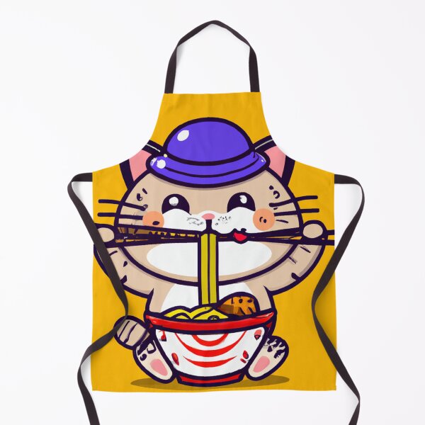 Item preview, Kawaii Cat Eating a Bowl of Ramen Noodles with Chop Sticks Wearing a Top Hat designed and sold by MoStorish.