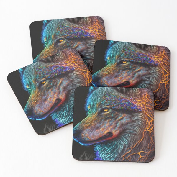 Item preview, Abstract neon wolf portrait designed and sold by Marc Alexander Kunze.