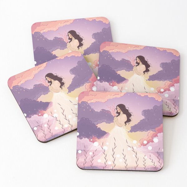 Item preview, bride in dress with flowers, background with multicolored clouds designed and sold by SabinArt.