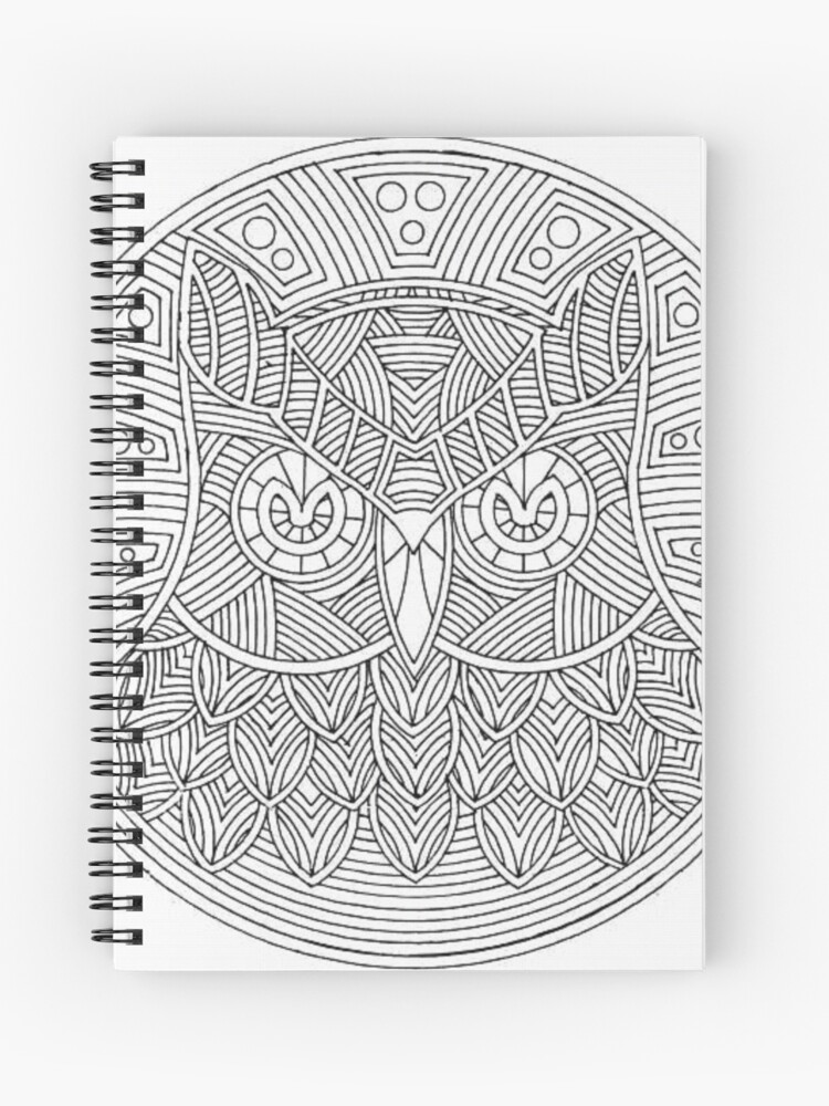 Cuaderno de espiral con la obra «Dibujos para colorear para los adultos:  Owl» de Yuna26