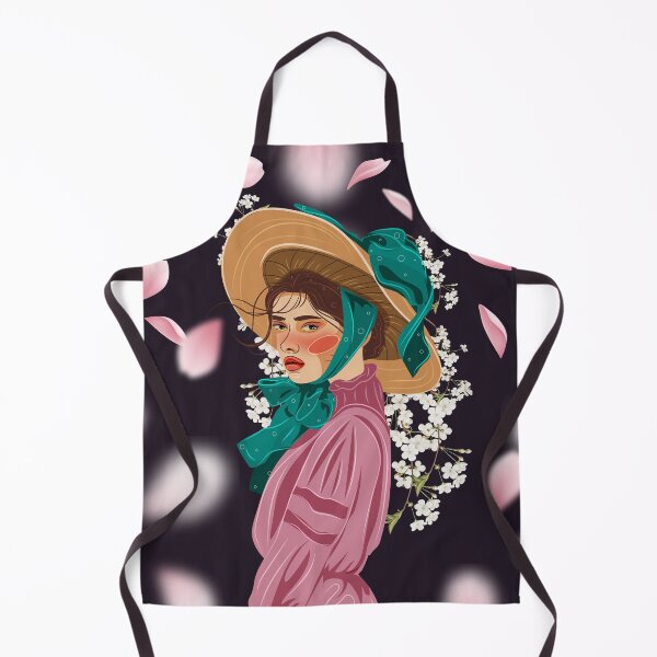Item preview, lady rose in a retro style pink dress among falling petals designed and sold by SabinArt.