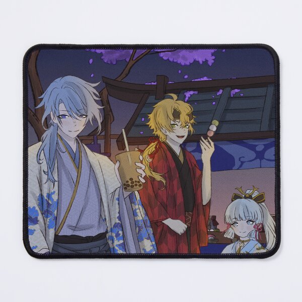 Item preview, Ayato, Ayaka and Thoma, Genshin Impact Traditional Illustration designed and sold by Kuroi Kitsune Art.