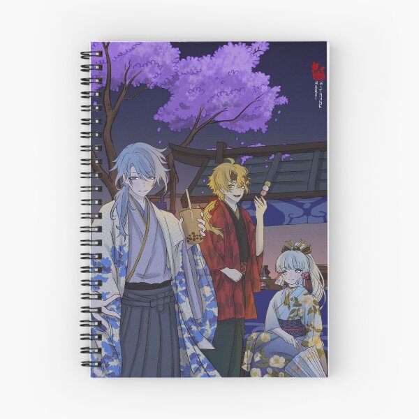 Item preview, Ayato, Ayaka and Thoma, Genshin Impact Traditional Illustration designed and sold by Kuroi Kitsune Art.