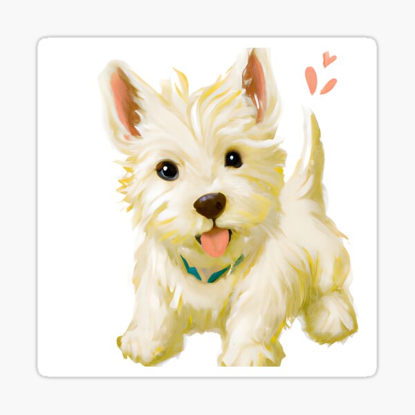 Item preview, Cute West Highland White Terrier Puppy, cartoon drawing, Ai Generated Art  designed and sold by Anna Chidiac.