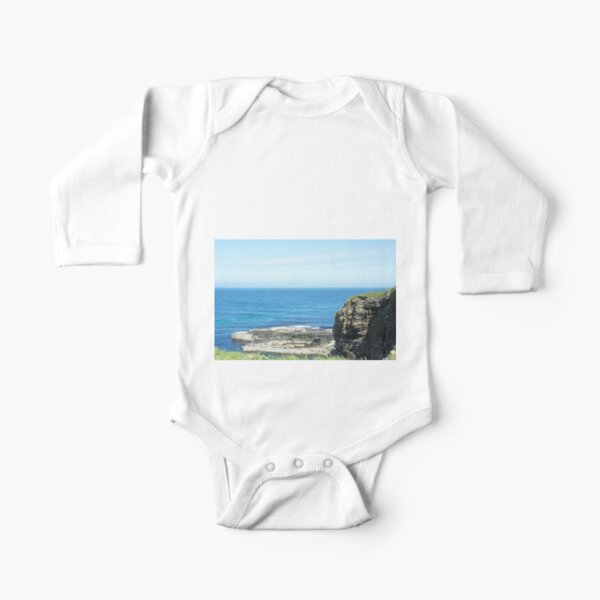 Rocks and raised ledge in sea Long Sleeve Baby One-Piece