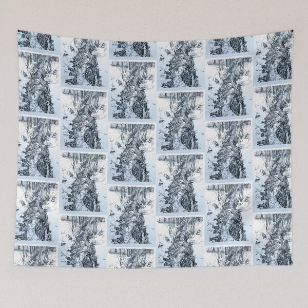 Item preview, Snowy Mountain Stream - Ink Drawing designed and sold by GalleryNora.