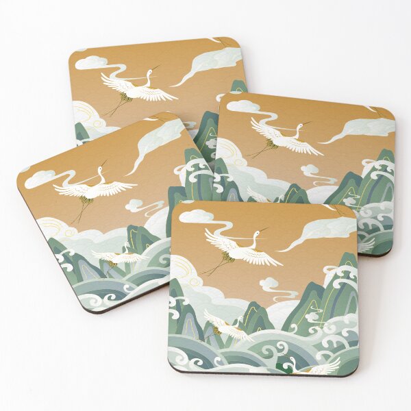 Item preview, classical auspicious sea waves alpine auspicious clouds crane  designed and sold by UnaWu533.