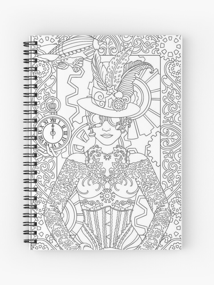 Dibujos para colorear para los adultos: Mujer Reloj | Cuaderno de espiral