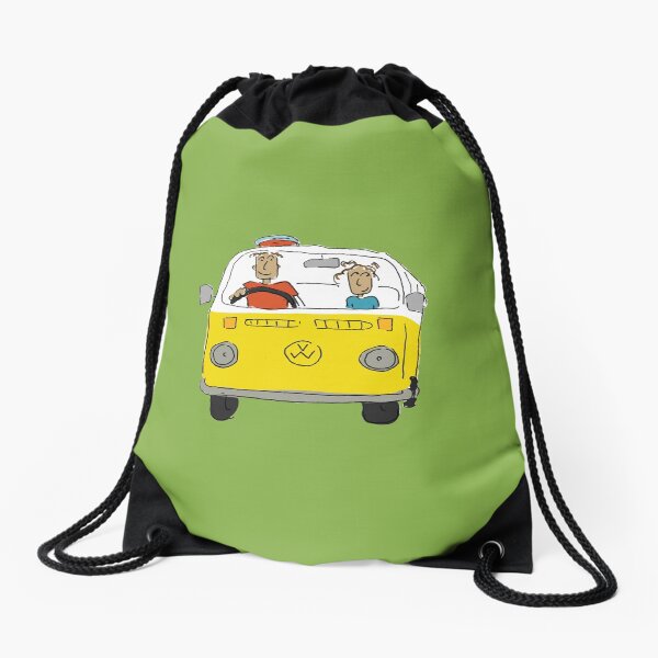 igor and iris off for a surf Drawstring Bag