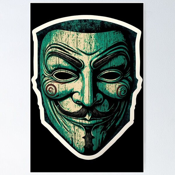 Artikel-Vorschau von Anonymous Saw Style Guy Fawkes Distressed Hacker Green Color, designt und verkauft von Gralok.