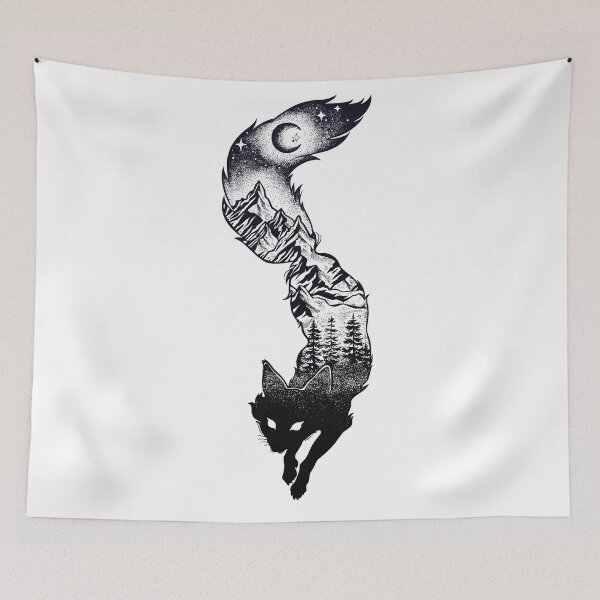 Item preview, Surreal Fox Silhouette with Mountains, Tress, Moon & Stars designed and sold by Magnetic Pajama.