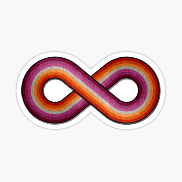 Large Infinity Symbol Striped with Lesbian Pride Flag Colors Sticker