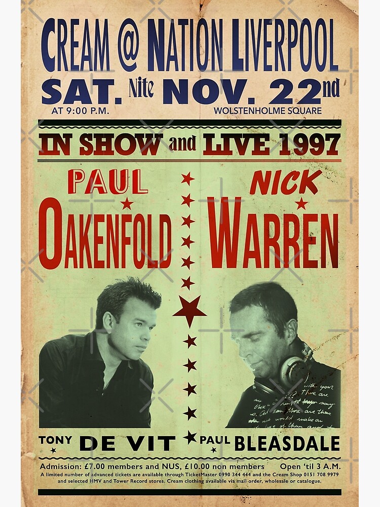 Paul Oakenfold Nick Warren Cream 1997 | Canvas Print