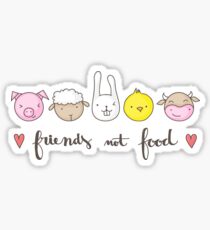 Friends Not Food Vegetarian and Vegan with Cute Farm Animals Sticker