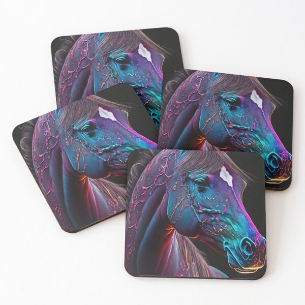 Item preview, Abstract neon colored horse portrait designed and sold by Marc Alexander Kunze.