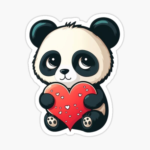 Cute Panda Holding Heart Sticker