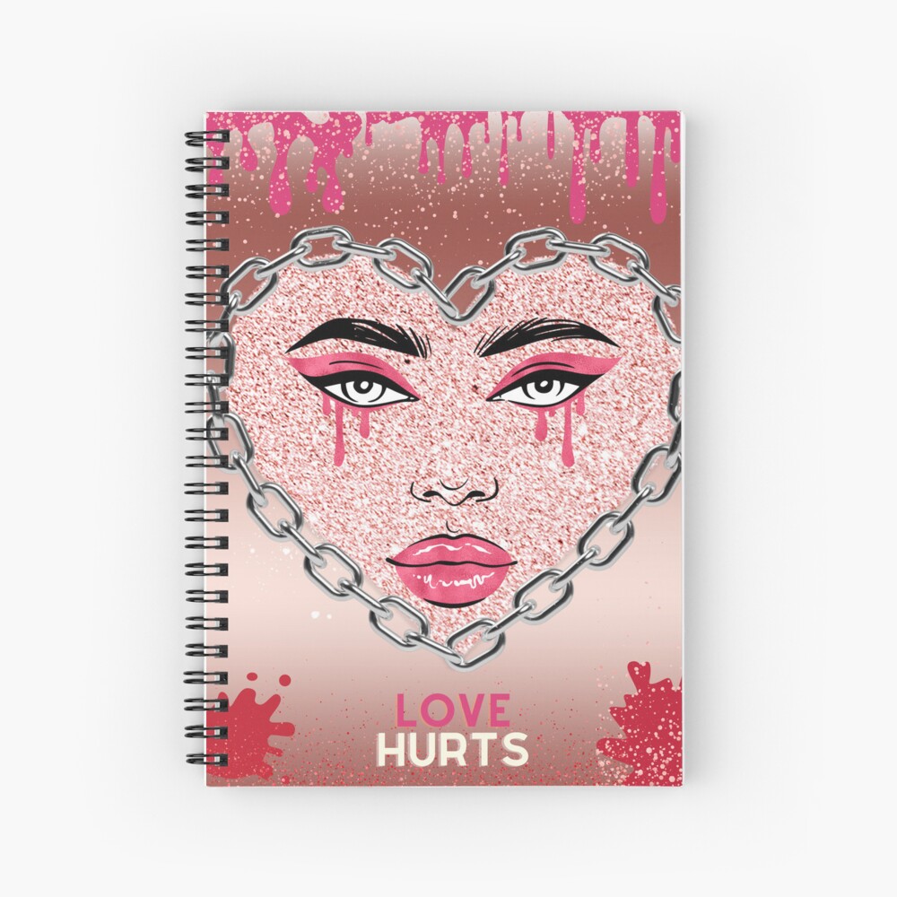 "Love Hurts A Crying Woman Face with the Glitter Heart Shape with