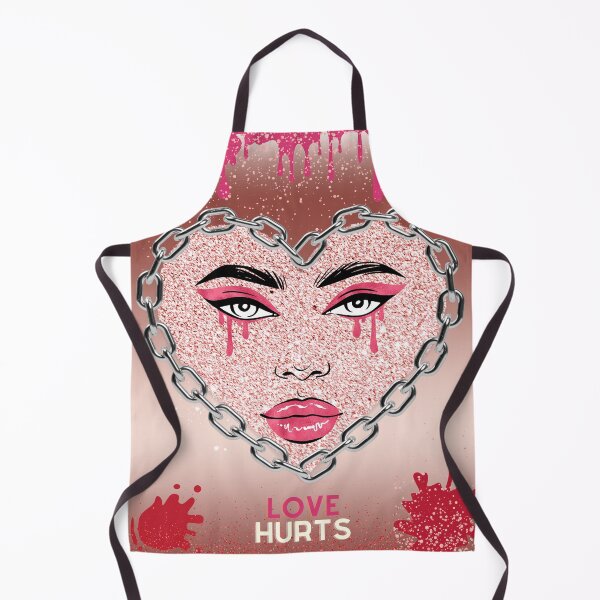 Item preview, Love Hurts A Crying Woman Face with the Glitter Heart Shape with Chains and the Pink Dripping and Gliiters on Rose Gold Background Heart Broken designed and sold by Apkdesigner.